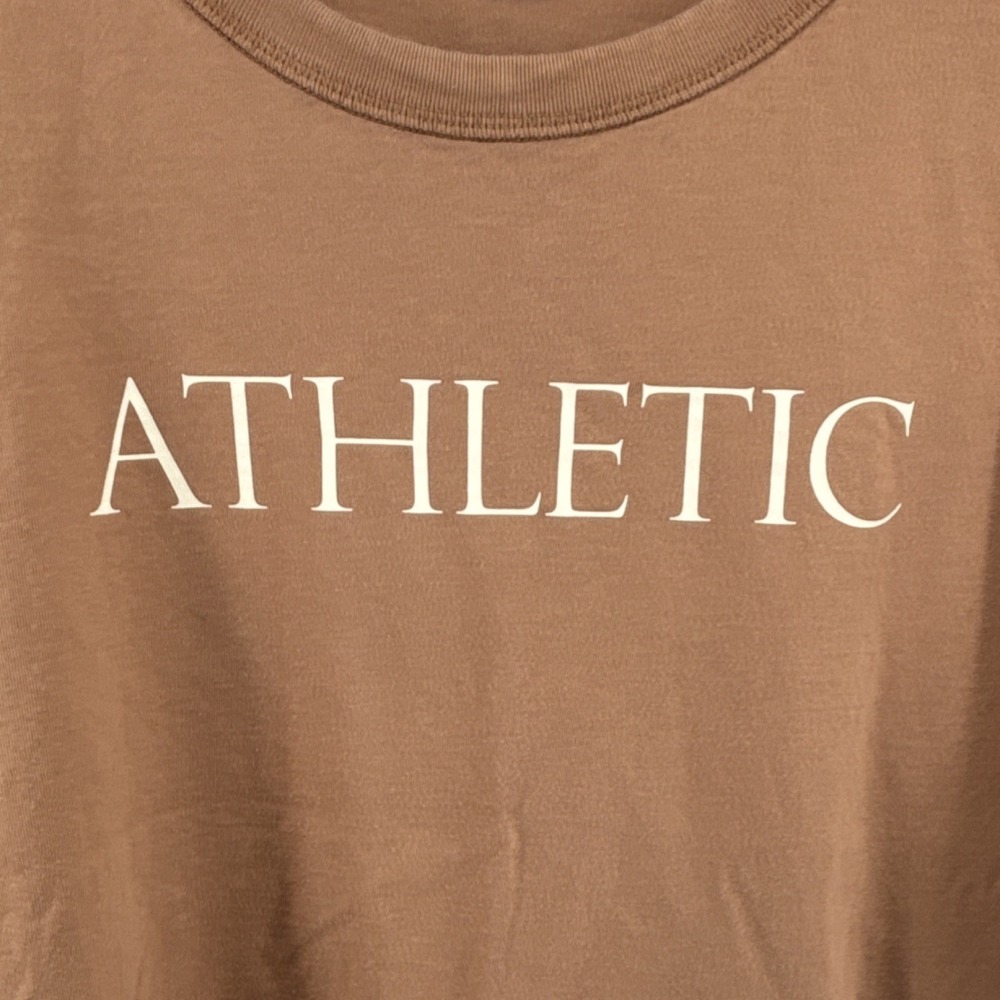 PINK Victoria's Secret Beige Pima Cotton Club Tee Graphic Print Athletic Crop XL - Picture 2 of 9